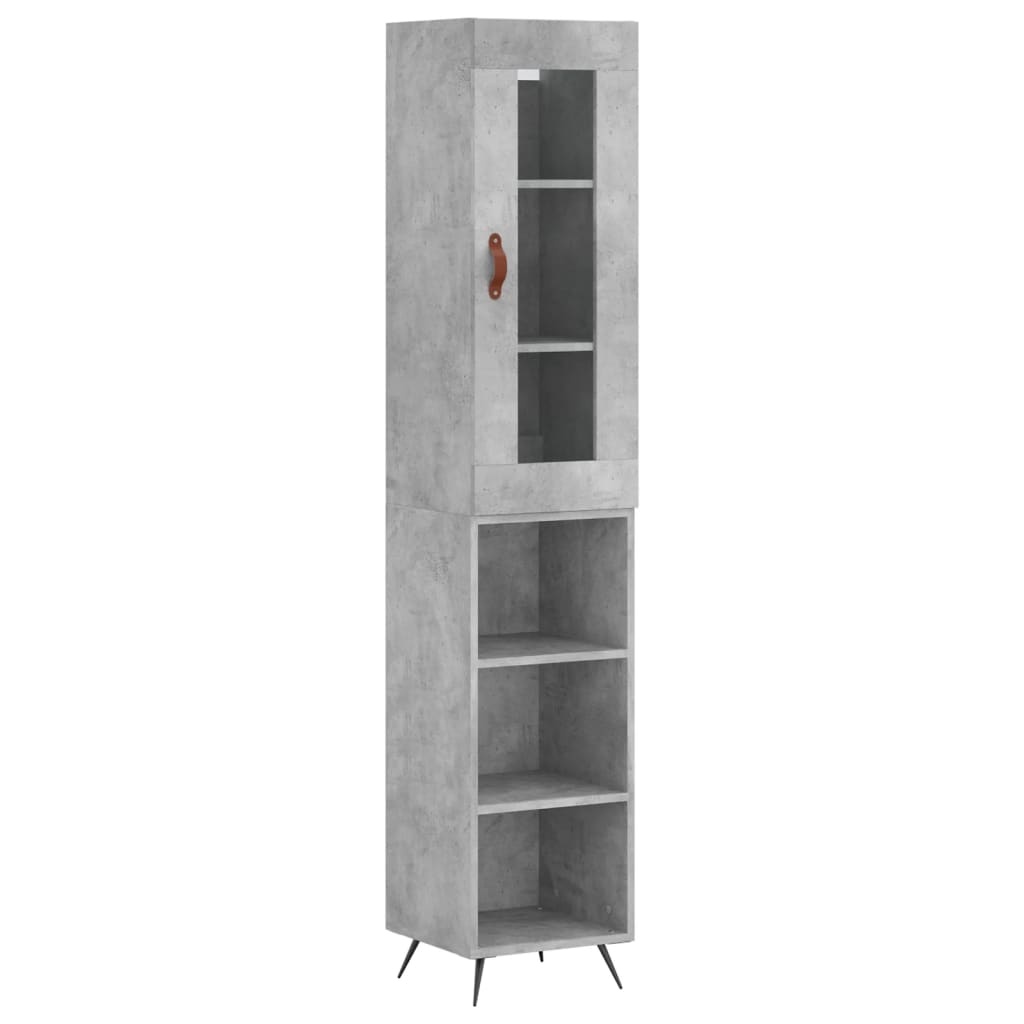 Hoge kast 34,5x34x180 cm bewerkt hout betongrijs - AllerleiShop