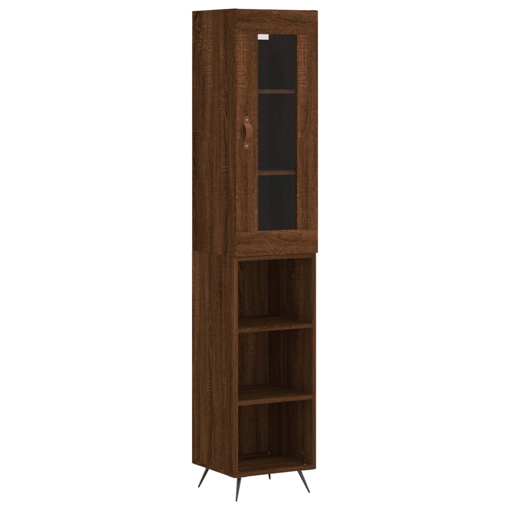 Hoge kast 34,5x34x180 cm bewerkt hout bruin eikenkleur - AllerleiShop