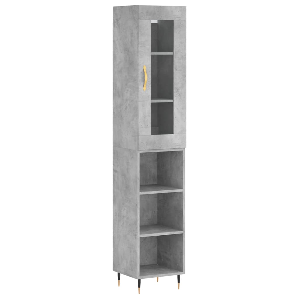 Hoge kast 34,5x34x180 cm bewerkt hout betongrijs - AllerleiShop