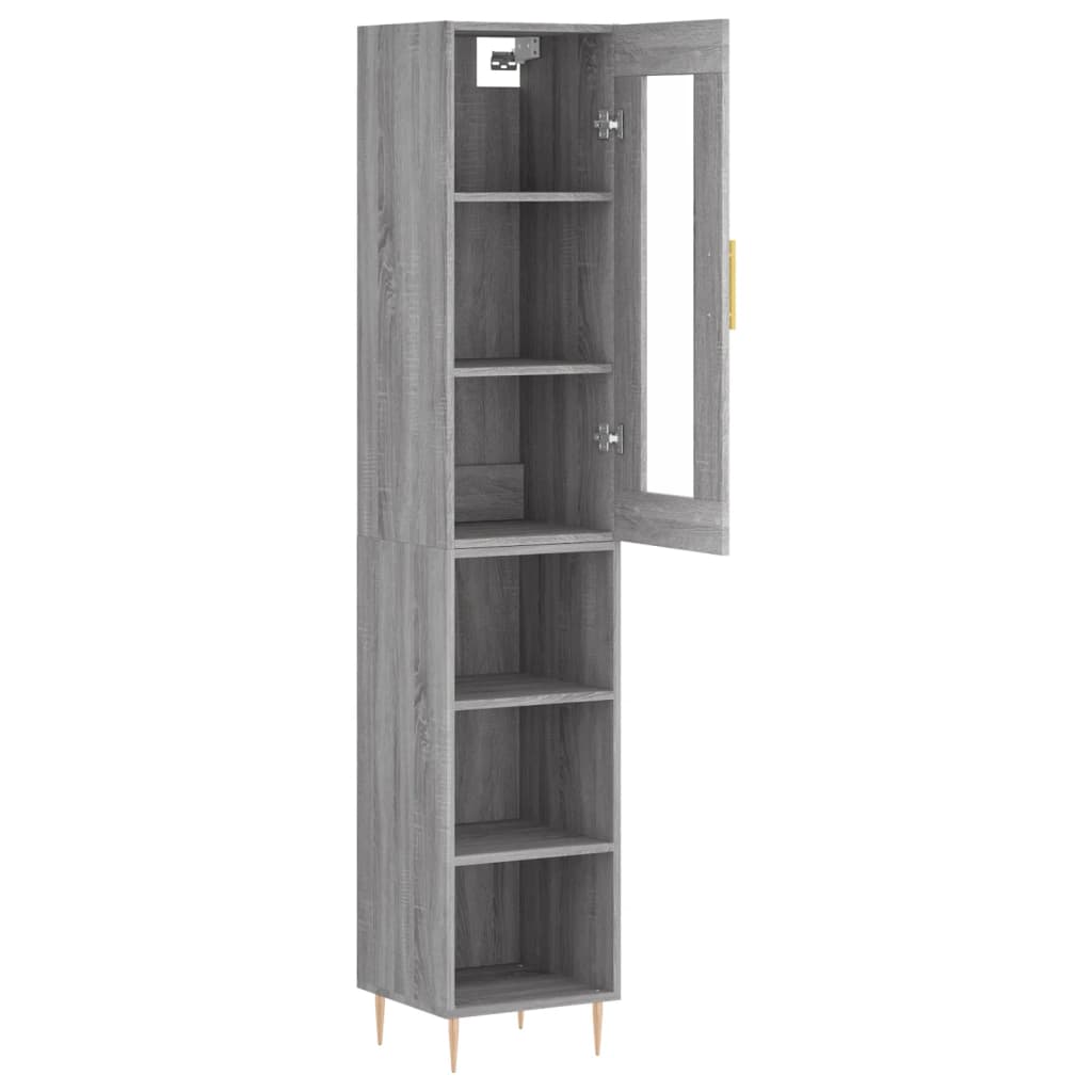 Hoge kast 34,5x34x180 cm bewerkt hout grijs sonoma eikenkleurig - AllerleiShop