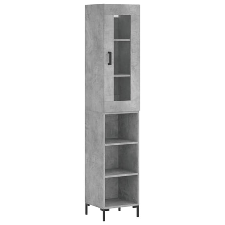 Hoge kast 34,5x34x180 cm bewerkt hout betongrijs - AllerleiShop