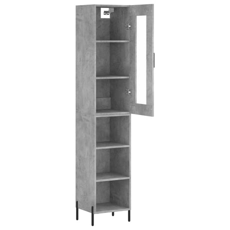 Hoge kast 34,5x34x180 cm bewerkt hout betongrijs - AllerleiShop