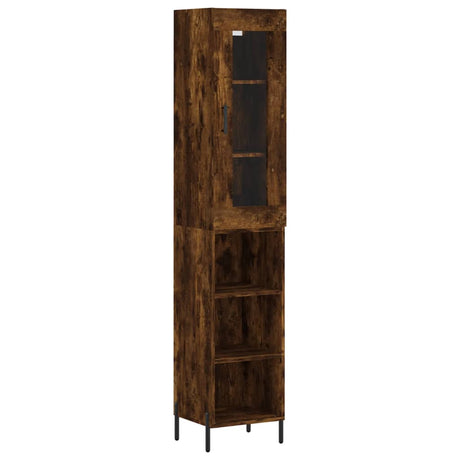 Hoge kast 34,5x34x180 cm bewerkt hout gerookt eikenkleurig - AllerleiShop