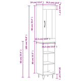 Hoge kast 34,5x34x180 cm bewerkt hout zwart - AllerleiShop