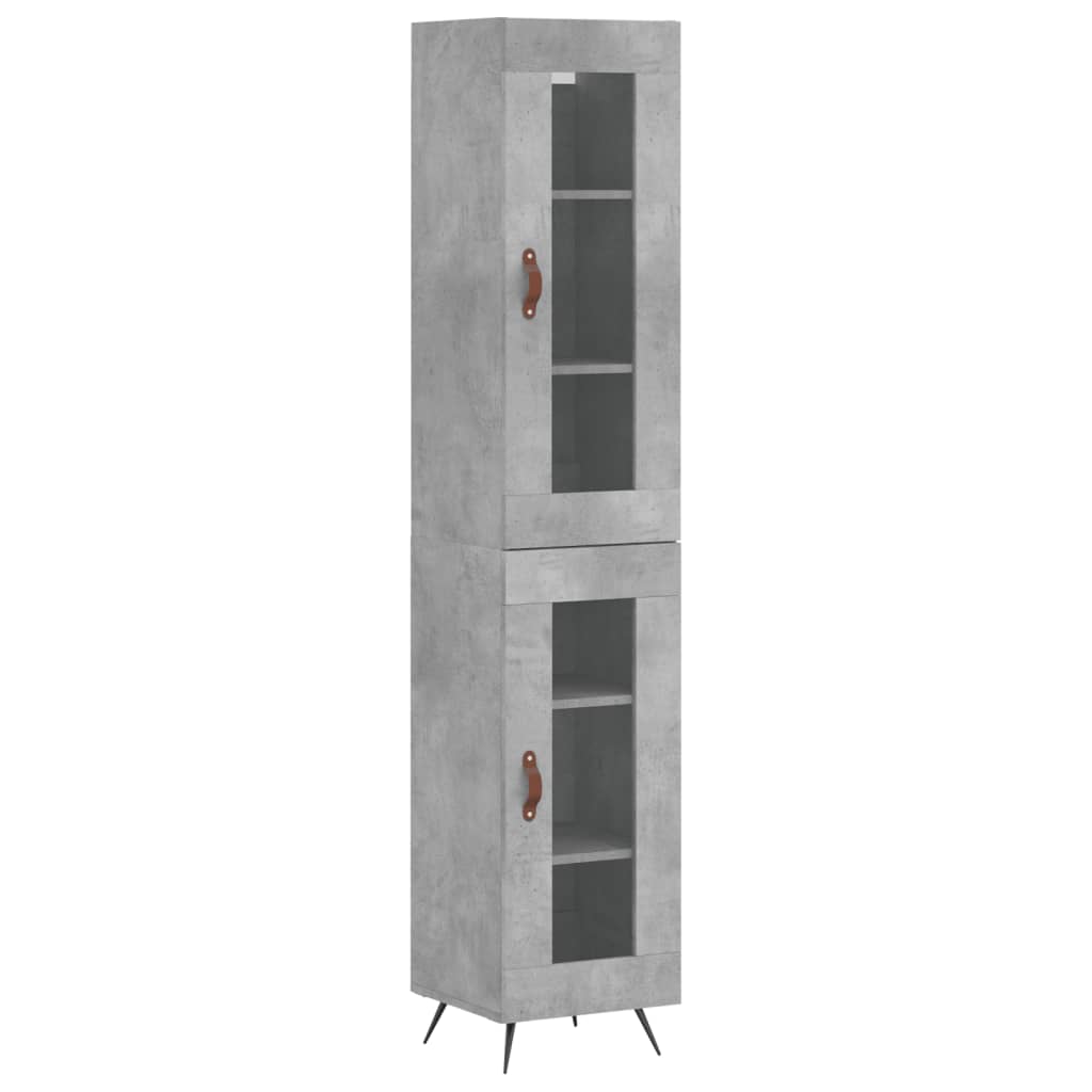 Hoge kast 34,5x34x180 cm bewerkt hout betongrijs - AllerleiShop