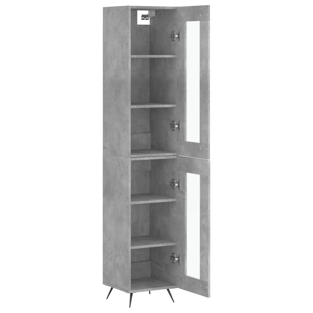 Hoge kast 34,5x34x180 cm bewerkt hout betongrijs - AllerleiShop