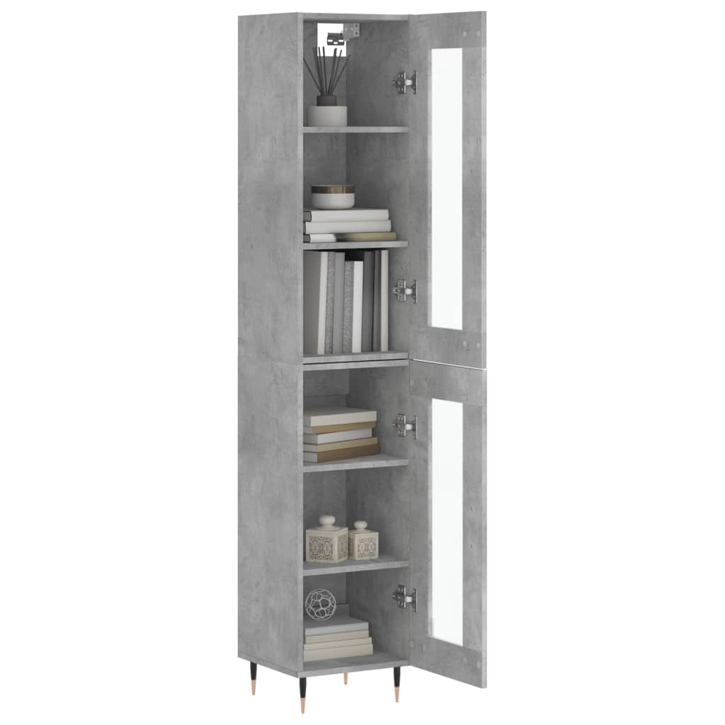 Hoge kast 34,5x34x180 cm bewerkt hout betongrijs - AllerleiShop