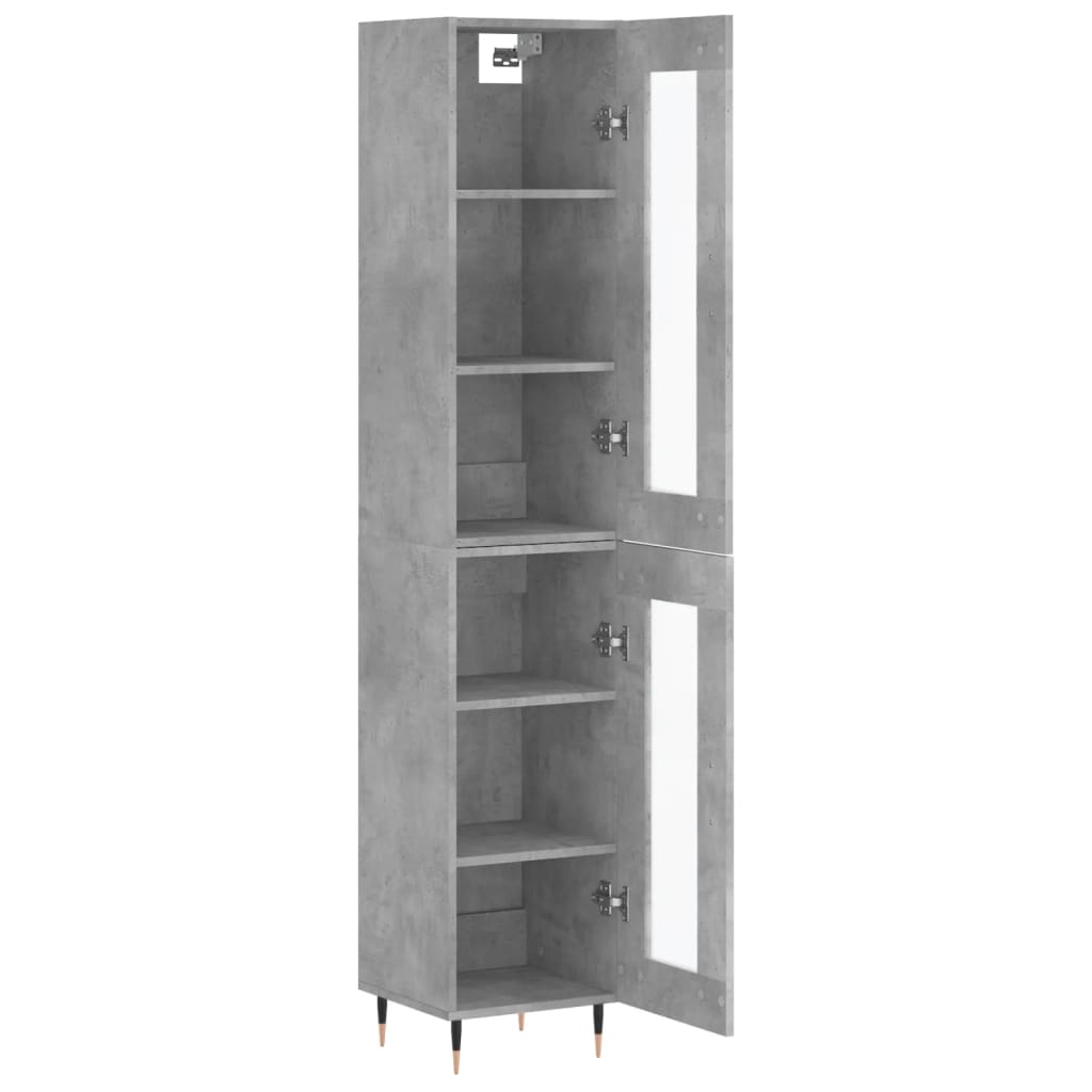 Hoge kast 34,5x34x180 cm bewerkt hout betongrijs - AllerleiShop