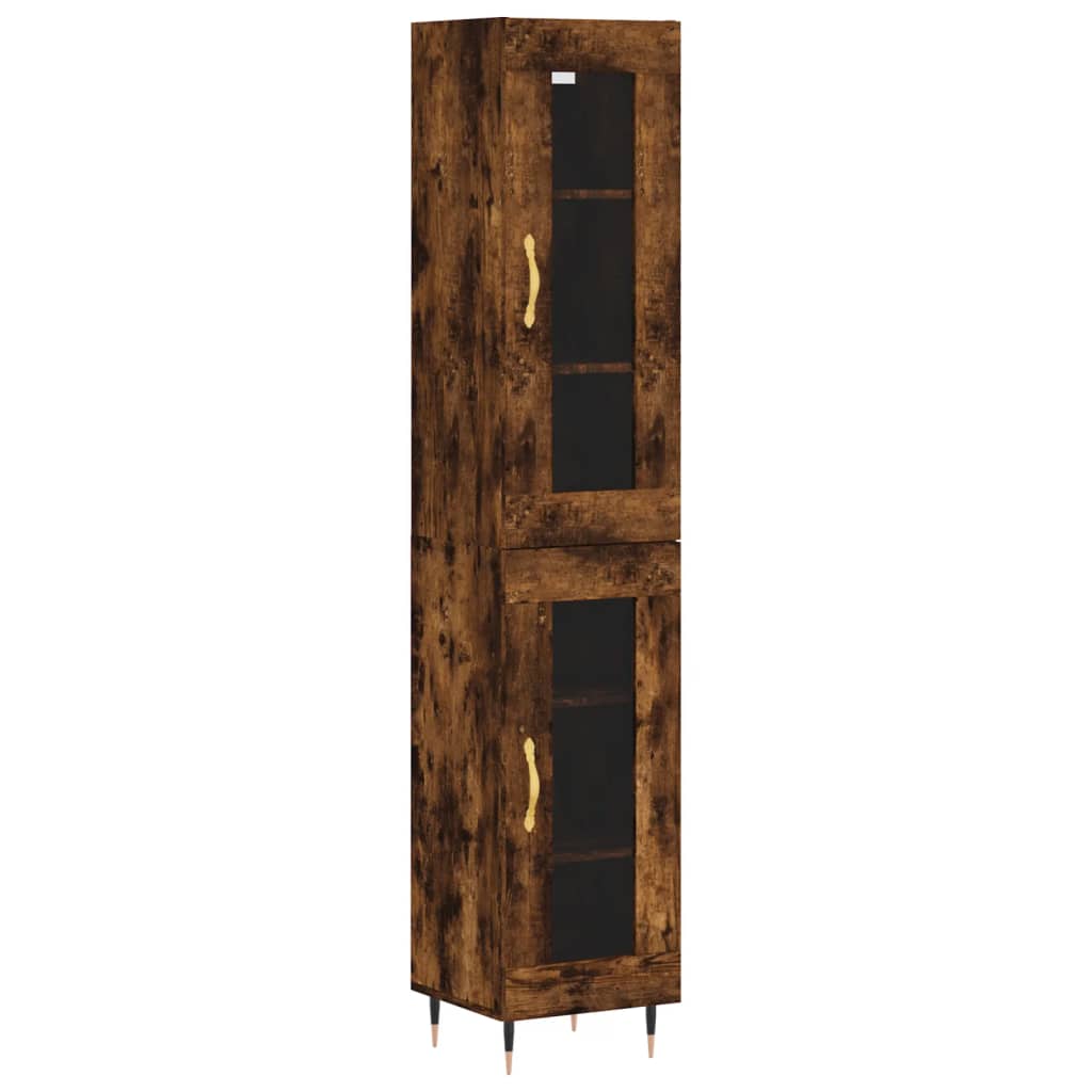 Hoge kast 34,5x34x180 cm bewerkt hout gerookt eikenkleurig - AllerleiShop