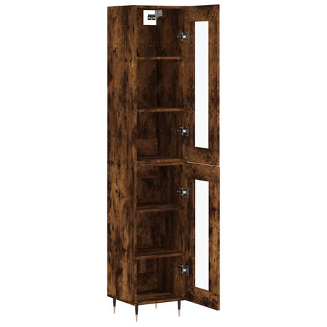 Hoge kast 34,5x34x180 cm bewerkt hout gerookt eikenkleurig - AllerleiShop