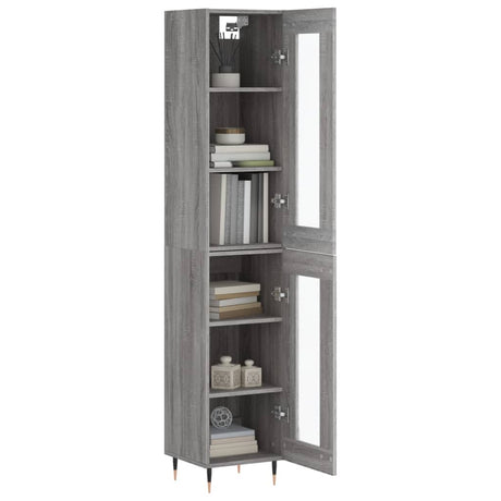 Hoge kast 34,5x34x180 cm bewerkt hout grijs sonoma eikenkleurig - AllerleiShop