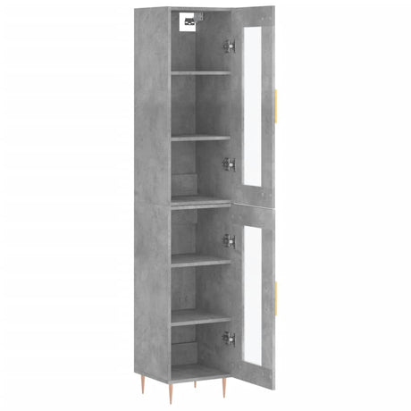 Hoge kast 34,5x34x180 cm bewerkt hout betongrijs - AllerleiShop