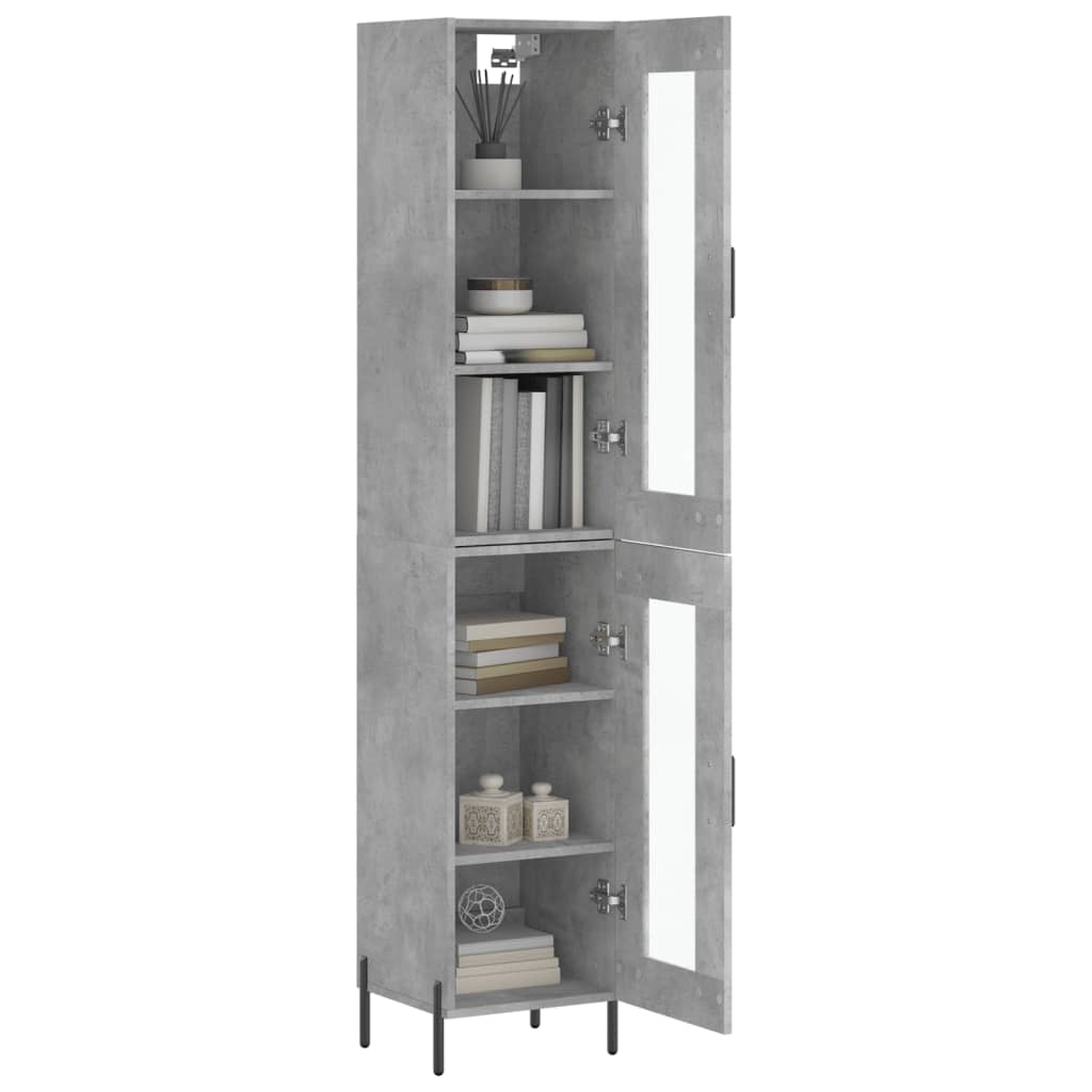 Hoge kast 34,5x34x180 cm bewerkt hout betongrijs - AllerleiShop