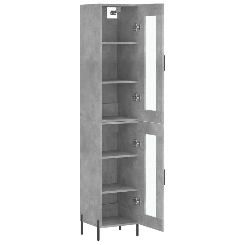 Hoge kast 34,5x34x180 cm bewerkt hout betongrijs - AllerleiShop