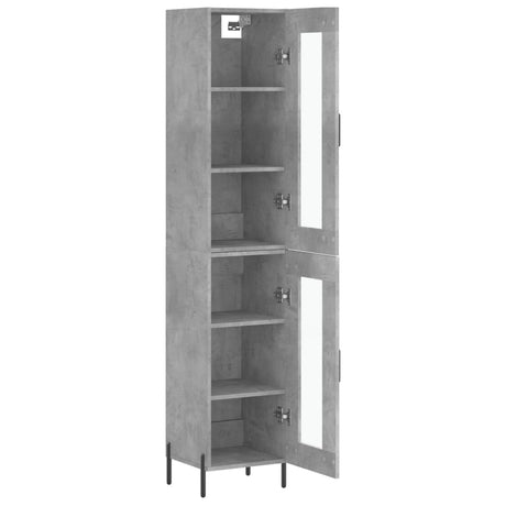 Hoge kast 34,5x34x180 cm bewerkt hout betongrijs - AllerleiShop