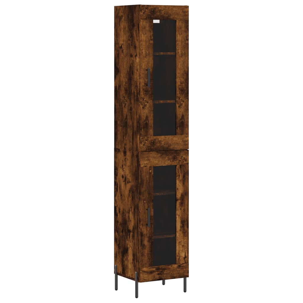 Hoge kast 34,5x34x180 cm bewerkt hout gerookt eikenkleurig - AllerleiShop