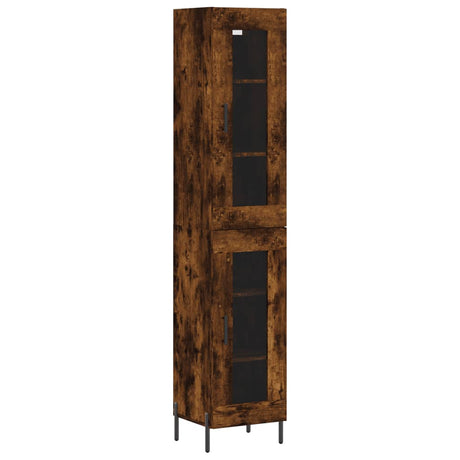 Hoge kast 34,5x34x180 cm bewerkt hout gerookt eikenkleurig - AllerleiShop