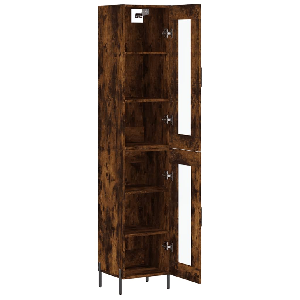 Hoge kast 34,5x34x180 cm bewerkt hout gerookt eikenkleurig - AllerleiShop