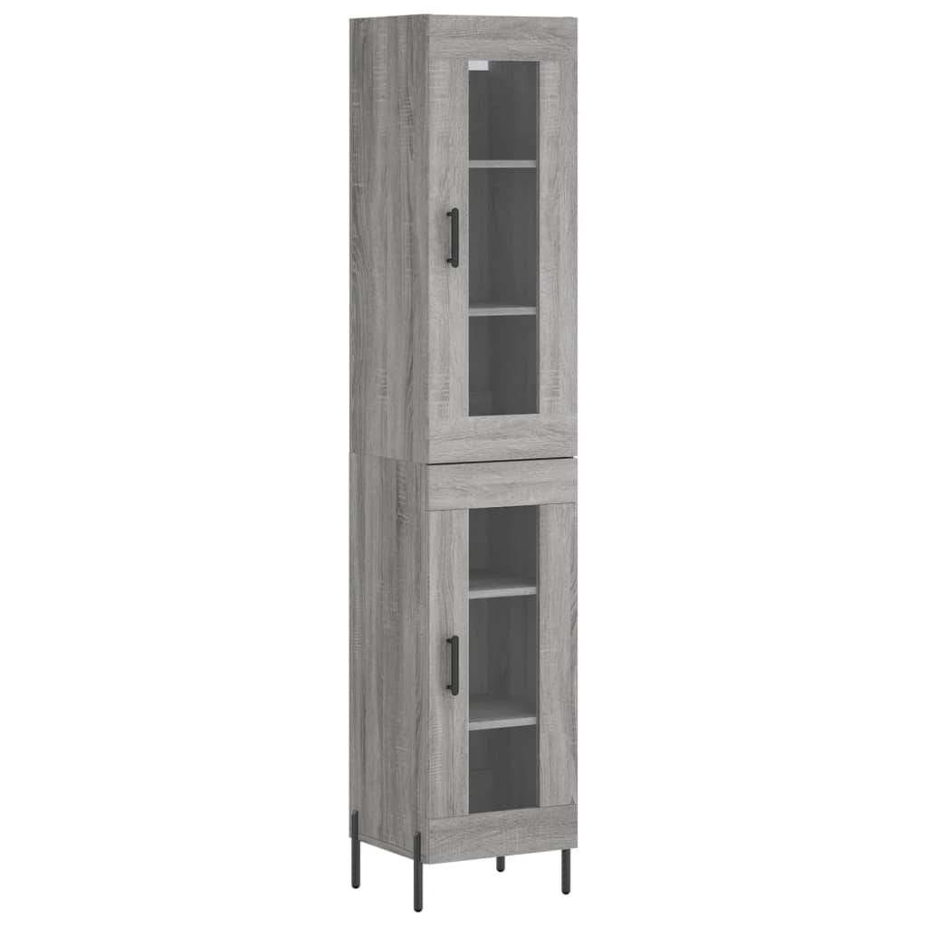 Hoge kast 34,5x34x180 cm bewerkt hout grijs sonoma eikenkleurig - AllerleiShop