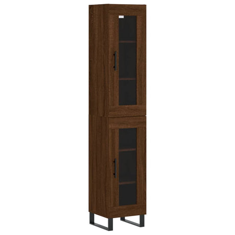 Hoge kast 34,5x34x180 cm bewerkt hout bruin eikenkleur - AllerleiShop