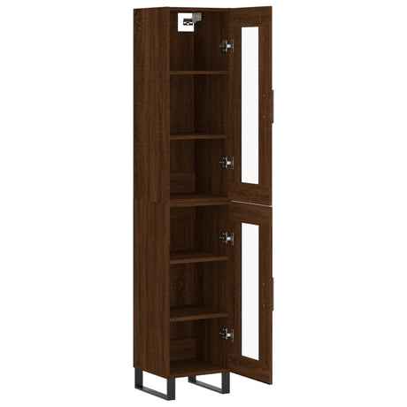 Hoge kast 34,5x34x180 cm bewerkt hout bruin eikenkleur - AllerleiShop