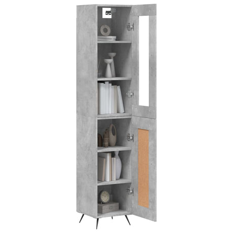 Hoge kast 34,5x34x180 cm bewerkt hout betongrijs - AllerleiShop