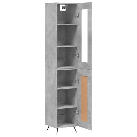 Hoge kast 34,5x34x180 cm bewerkt hout betongrijs - AllerleiShop