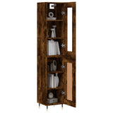 Hoge kast 34,5x34x180 cm bewerkt hout gerookt eikenkleurig - AllerleiShop