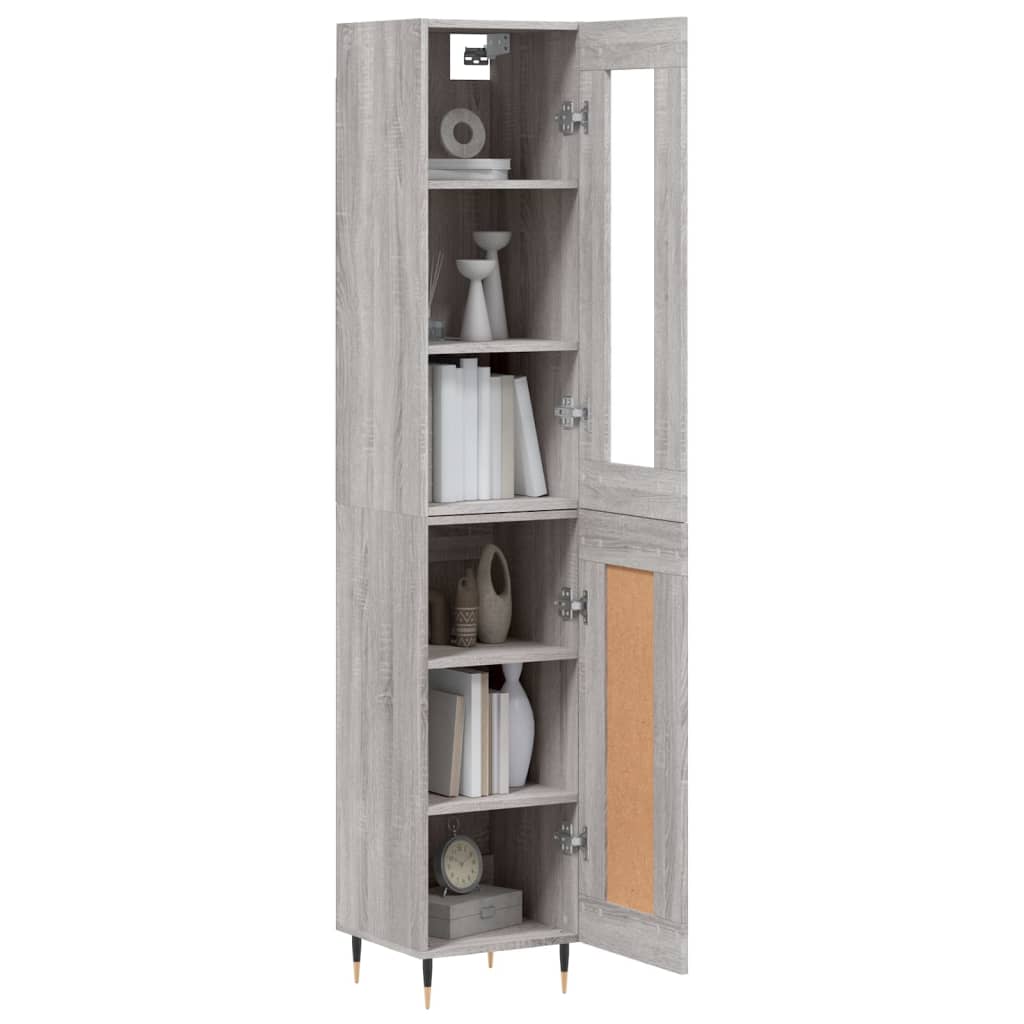 Hoge kast 34,5x34x180 cm bewerkt hout grijs sonoma eikenkleurig - AllerleiShop