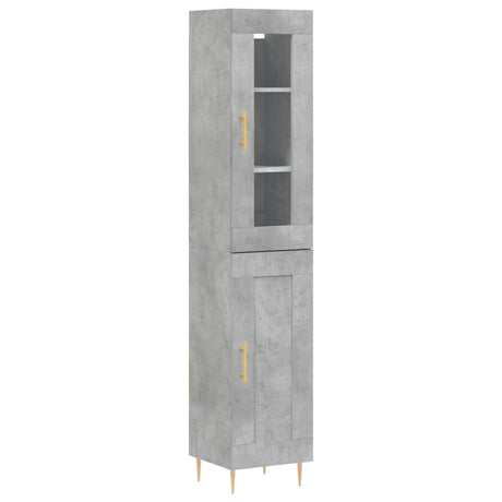 Hoge kast 34,5x34x180 cm bewerkt hout betongrijs - AllerleiShop