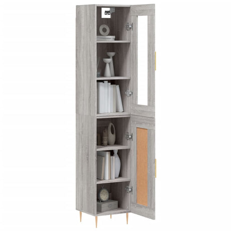 Hoge kast 34,5x34x180 cm bewerkt hout grijs sonoma eikenkleurig - AllerleiShop