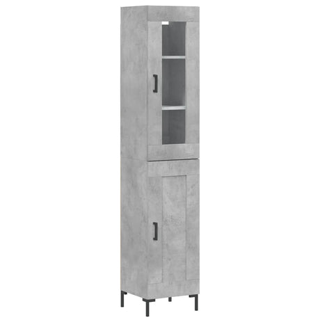 Hoge kast 34,5x34x180 cm bewerkt hout betongrijs - AllerleiShop