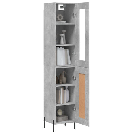 Hoge kast 34,5x34x180 cm bewerkt hout betongrijs - AllerleiShop