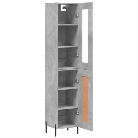 Hoge kast 34,5x34x180 cm bewerkt hout betongrijs - AllerleiShop