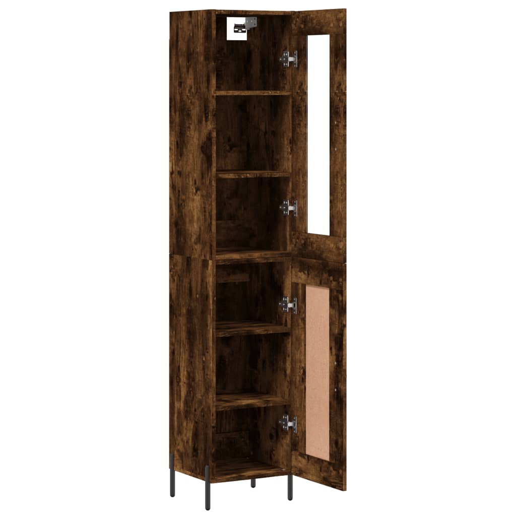 Hoge kast 34,5x34x180 cm bewerkt hout gerookt eikenkleurig - AllerleiShop