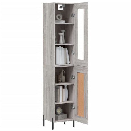 Hoge kast 34,5x34x180 cm bewerkt hout grijs sonoma eikenkleurig - AllerleiShop