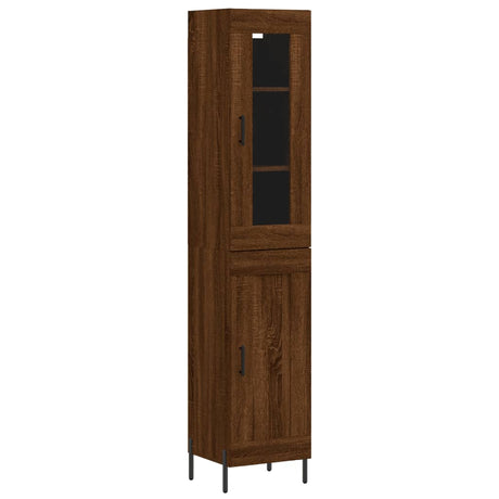 Hoge kast 34,5x34x180 cm bewerkt hout bruin eikenkleur - AllerleiShop