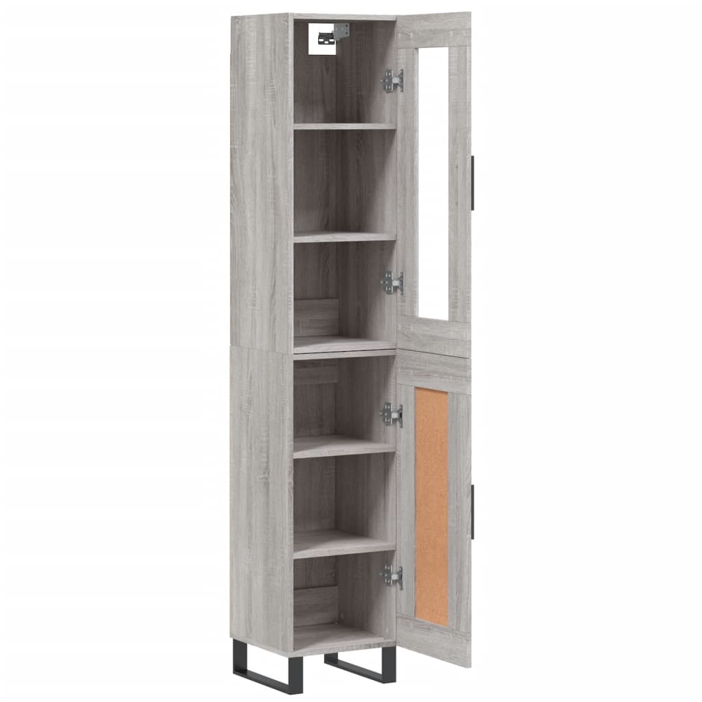 Hoge kast 34,5x34x180 cm bewerkt hout grijs sonoma eikenkleurig - AllerleiShop