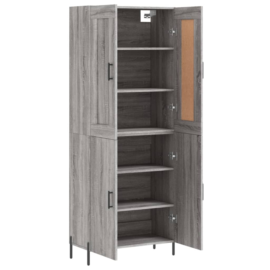 Hoge kast 69,5x34x180 cm bewerkt hout grijs sonoma eikenkleurig - AllerleiShop