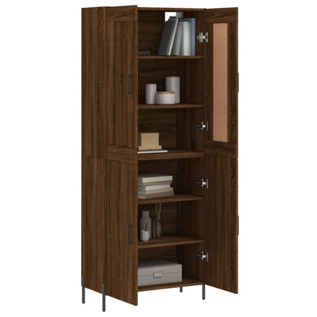 Hoge kast 69,5x34x180 cm bewerkt hout bruin eikenkleur - AllerleiShop