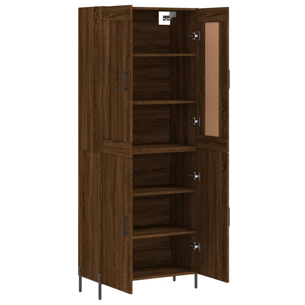 Hoge kast 69,5x34x180 cm bewerkt hout bruin eikenkleur - AllerleiShop