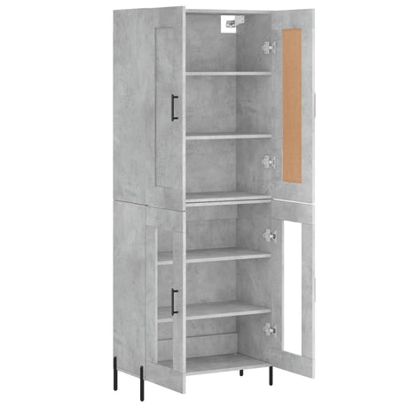 Hoge kast 69,5x34x180 cm bewerkt hout betongrijs - AllerleiShop