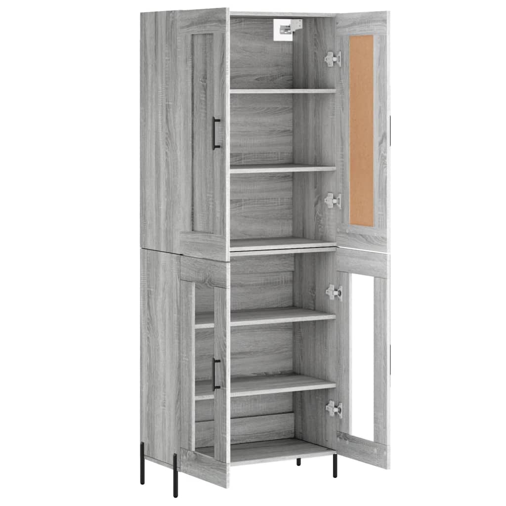 Hoge kast 69,5x34x180 cm bewerkt hout grijs sonoma eikenkleurig - AllerleiShop