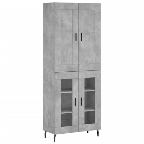 Hoge kast 69,5x34x180 cm bewerkt hout betongrijs - AllerleiShop