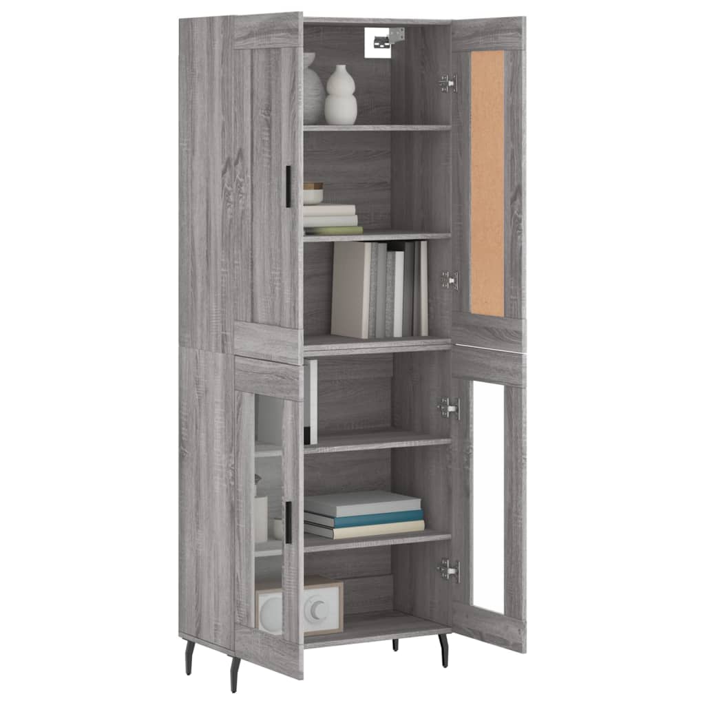 Hoge kast 69,5x34x180 cm bewerkt hout grijs sonoma eikenkleurig - AllerleiShop