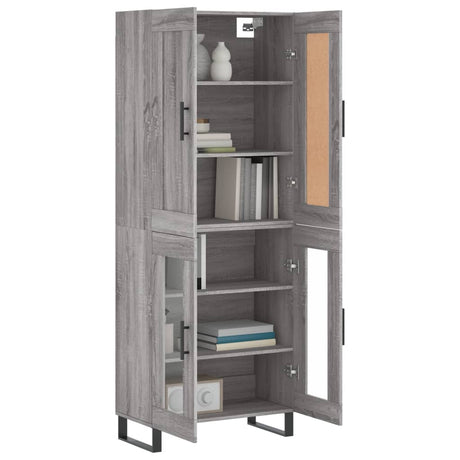 Hoge kast 69,5x34x180 cm bewerkt hout grijs sonoma eikenkleurig - AllerleiShop