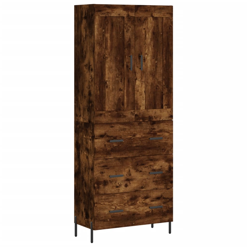 Hoge kast 69,5x34x180 cm bewerkt hout gerookt eikenkleurig - AllerleiShop