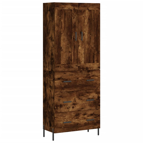 Hoge kast 69,5x34x180 cm bewerkt hout gerookt eikenkleurig - AllerleiShop