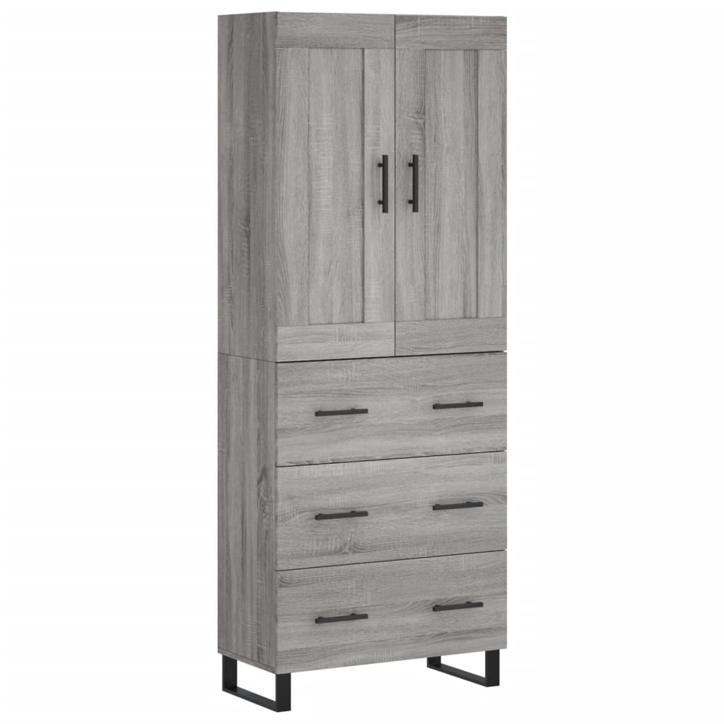 Hoge kast 69,5x34x180 cm bewerkt hout grijs sonoma eikenkleurig - AllerleiShop