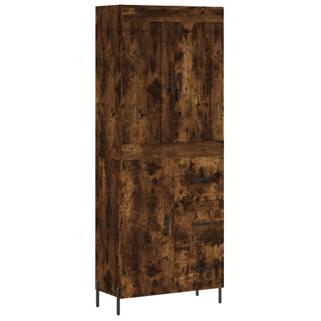 Hoge kast 69,5x34x180 cm bewerkt hout gerookt eikenkleurig - AllerleiShop